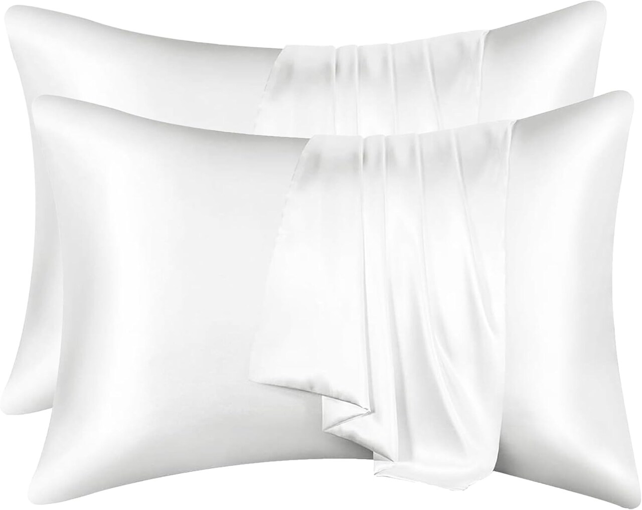 Silk Pillow Cases 2 Pack, 100% Pure Mulberry Silk Pillowcase for Hair and Skin Health, Standard Size 20" x 26" Silk Pillow Case, Soft Smooth Cooling Premium Grade Silk Pillow Covers (White)